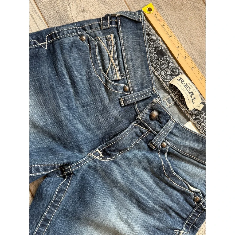 Ariat REAL Denim Straight Leg Jeans 26 26R Rainstorm Icon Mid Rise Western Jean